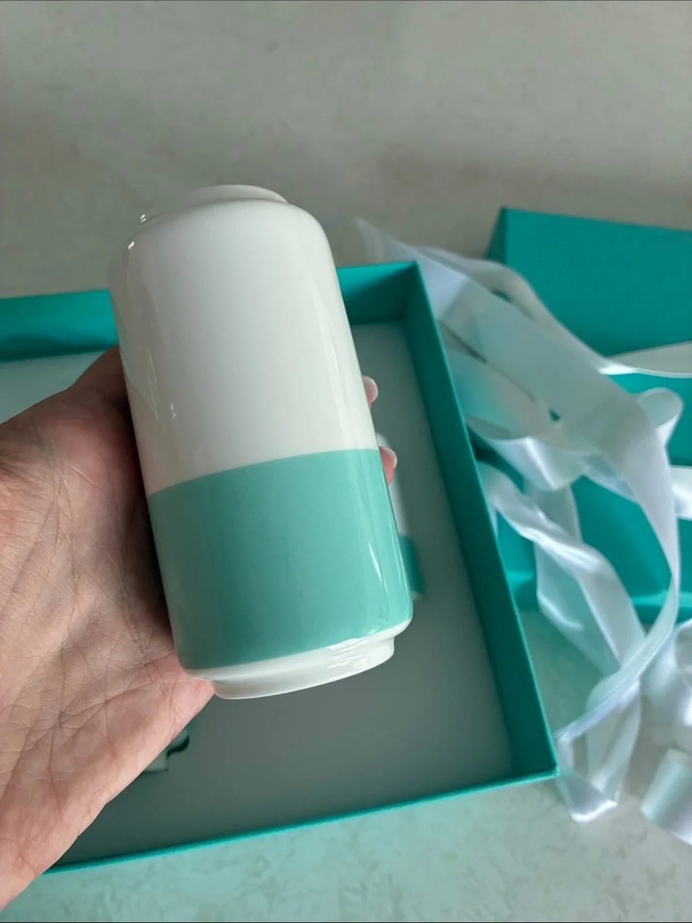 Tiffany & Co. bud vase bone china Trio in Signature Blue and White in box